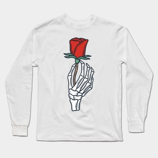 Sketelon Hand with Rose Long Sleeve T-Shirt